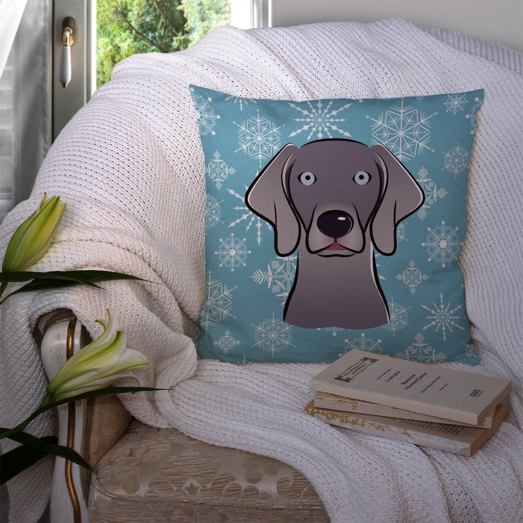 Snowflake Weimaraner Decorative Throw Pillow 14x14 Indoor Outdoor Accent Cushion, Fabric Cover with Insert for Sofa, Bed, Porch & Living Room