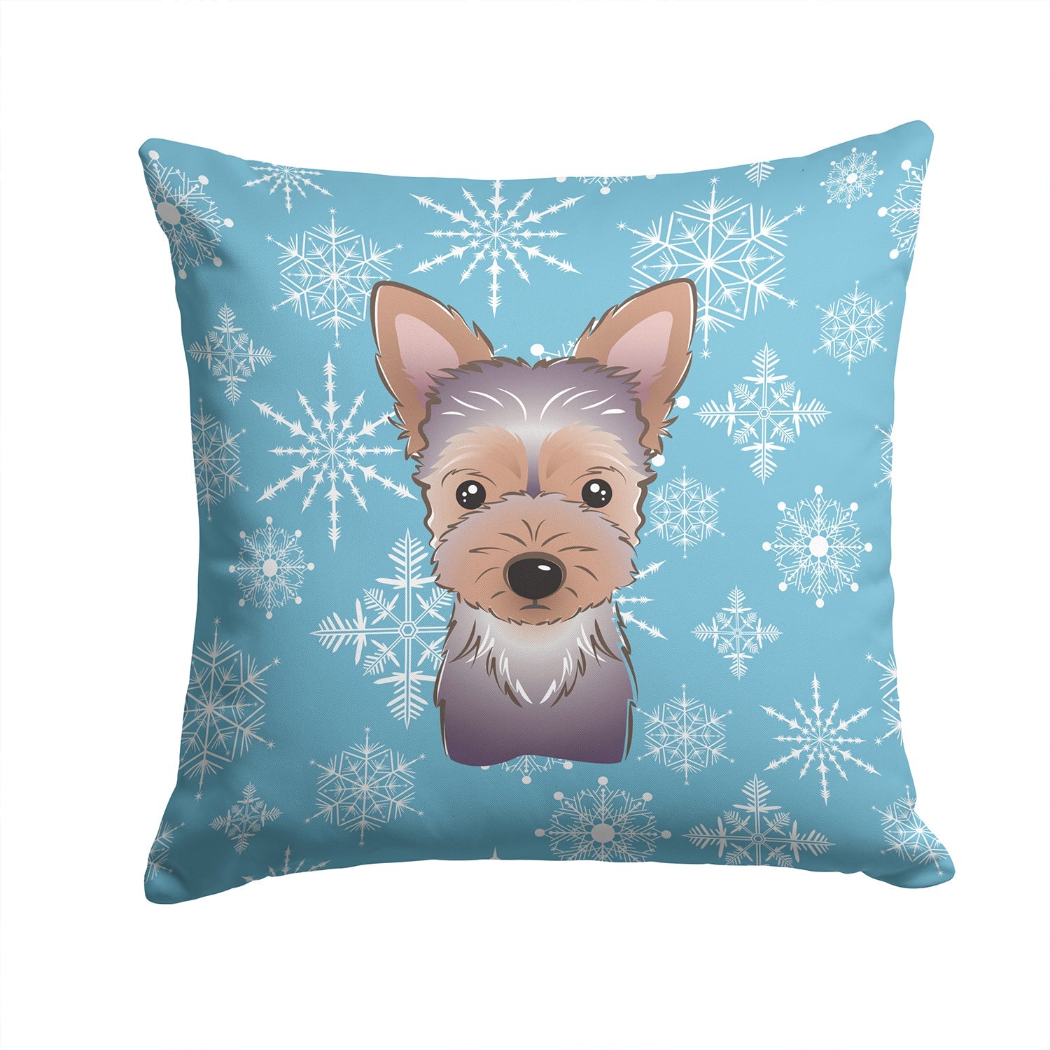 Snowflake Yorkie Puppy Decorative Throw Pillow 14x14 Indoor Outdoor Accent Cushion, Fabric Cover with Insert for Sofa, Bed, Porch & Living Room