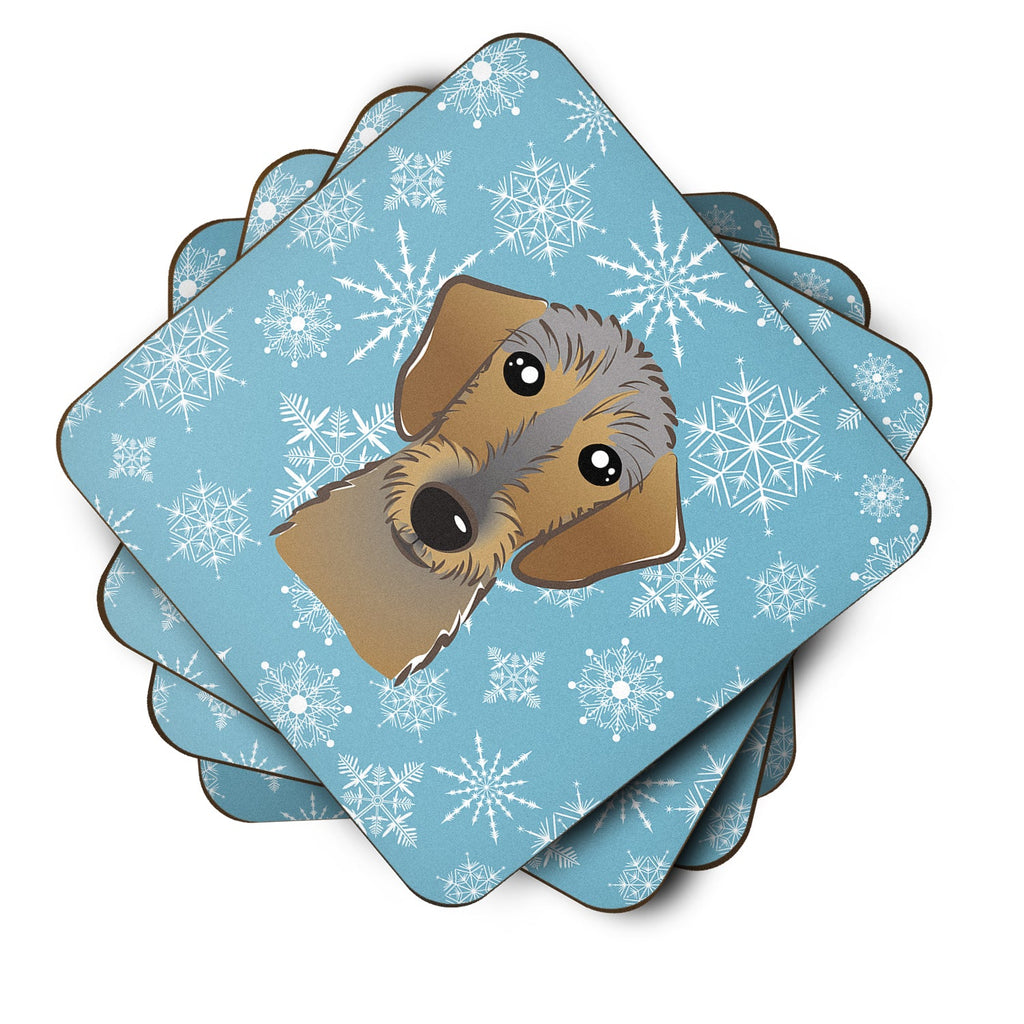 Snowflake Wirehaired Dachshund Foam Coasters Set of 4 Cup Coasters for Indoor Outdoor, Tabletop Protection, Anti Slip, Mouse pad Material