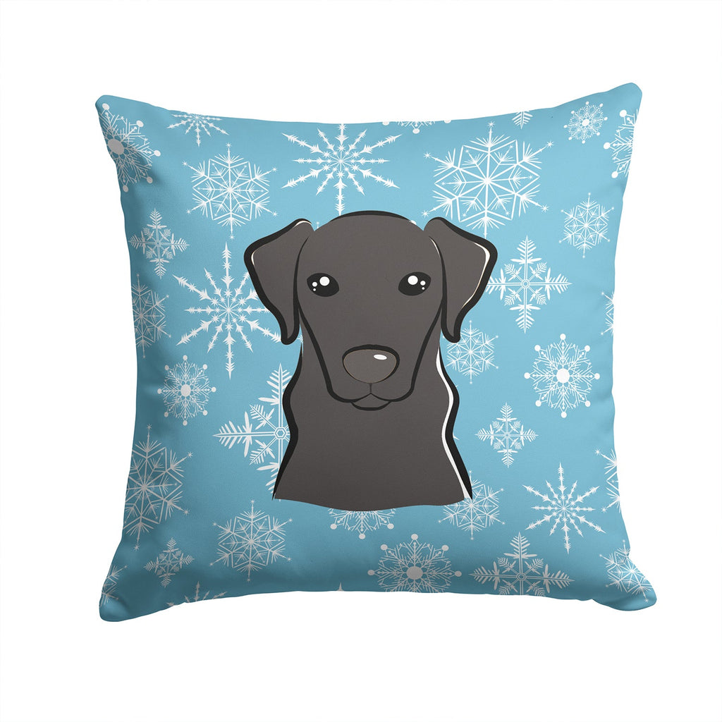 Snowflake Black Labrador Decorative Throw Pillow 14x14 Indoor Outdoor Accent Cushion, Fabric Cover with Insert for Sofa, Bed, Porch & Living Room
