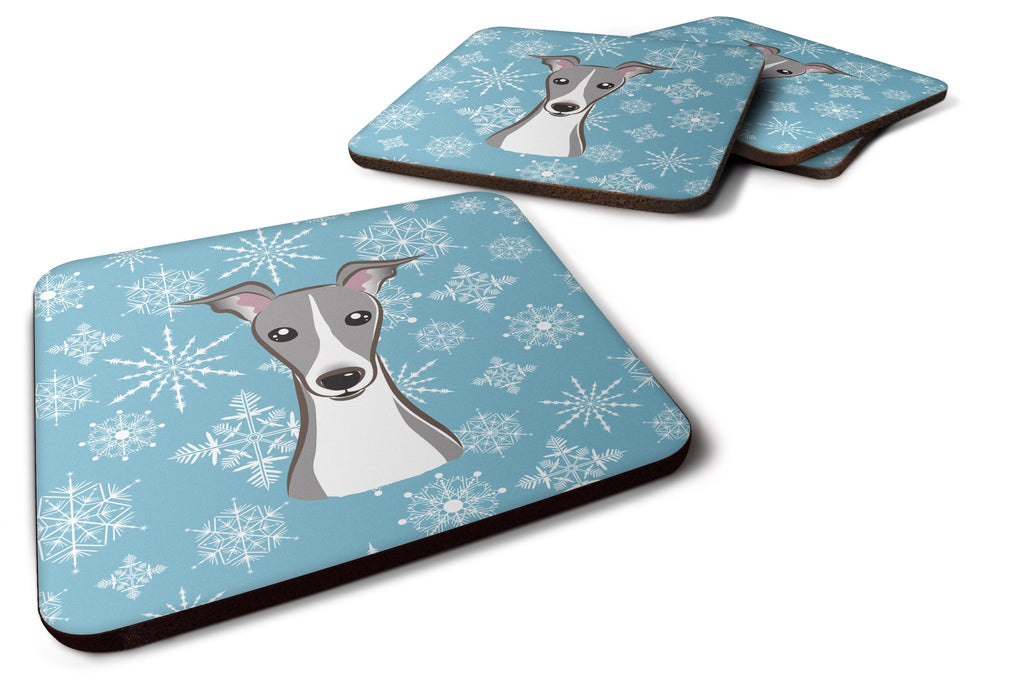Snowflake Italian Greyhound Foam Coasters Set of 4 Cup Coasters for Indoor Outdoor, Tabletop Protection, Anti Slip, Mouse pad Material
