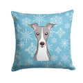 Snowflake Italian Greyhound Decorative Throw Pillow 14x14 Indoor Outdoor Accent Cushion, Fabric Cover with Insert for Sofa, Bed, Porch & Living Room