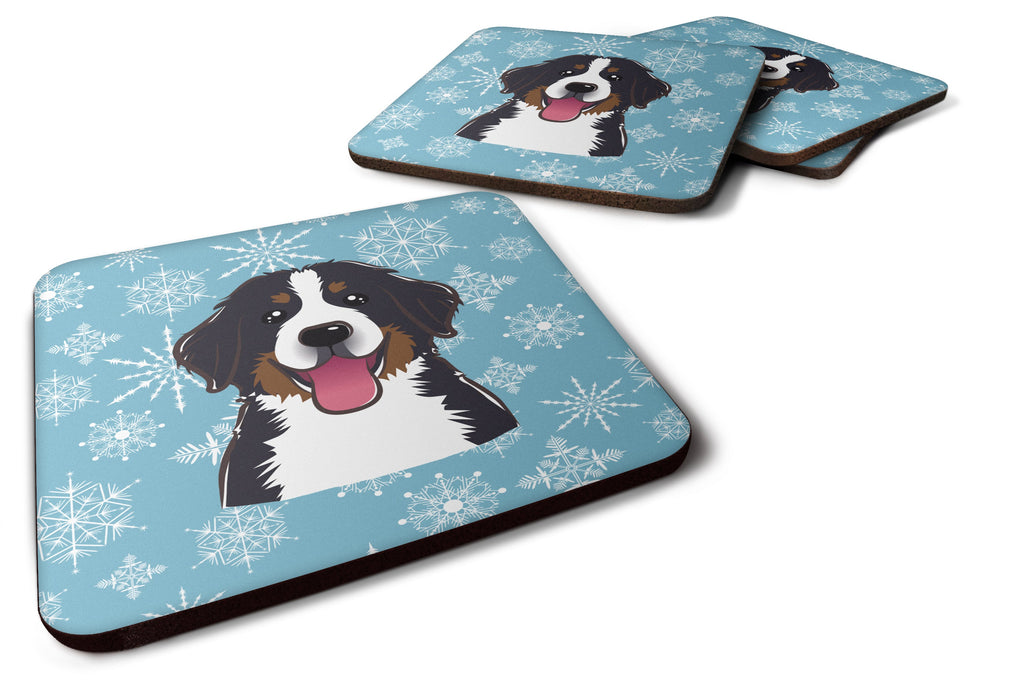 Snowflake Bernese Mountain Dog Foam Coasters Set of 4 Cup Coasters for Indoor Outdoor, Tabletop Protection, Anti Slip, Mouse pad Material