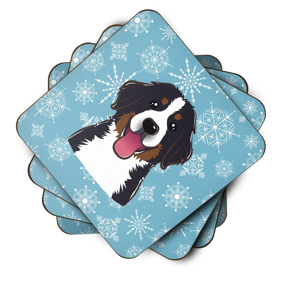 Snowflake Bernese Mountain Dog Foam Coasters Set of 4 Cup Coasters for Indoor Outdoor, Tabletop Protection, Anti Slip, Mouse pad Material