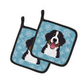 Snowflake Bernese Mountain Dog Pot Holder Set of 2 Heat Resistant Quilted Hot Pads 7.5 x 7.5 Inch, Insulated Kitchen Trivets for Cooking & Baking