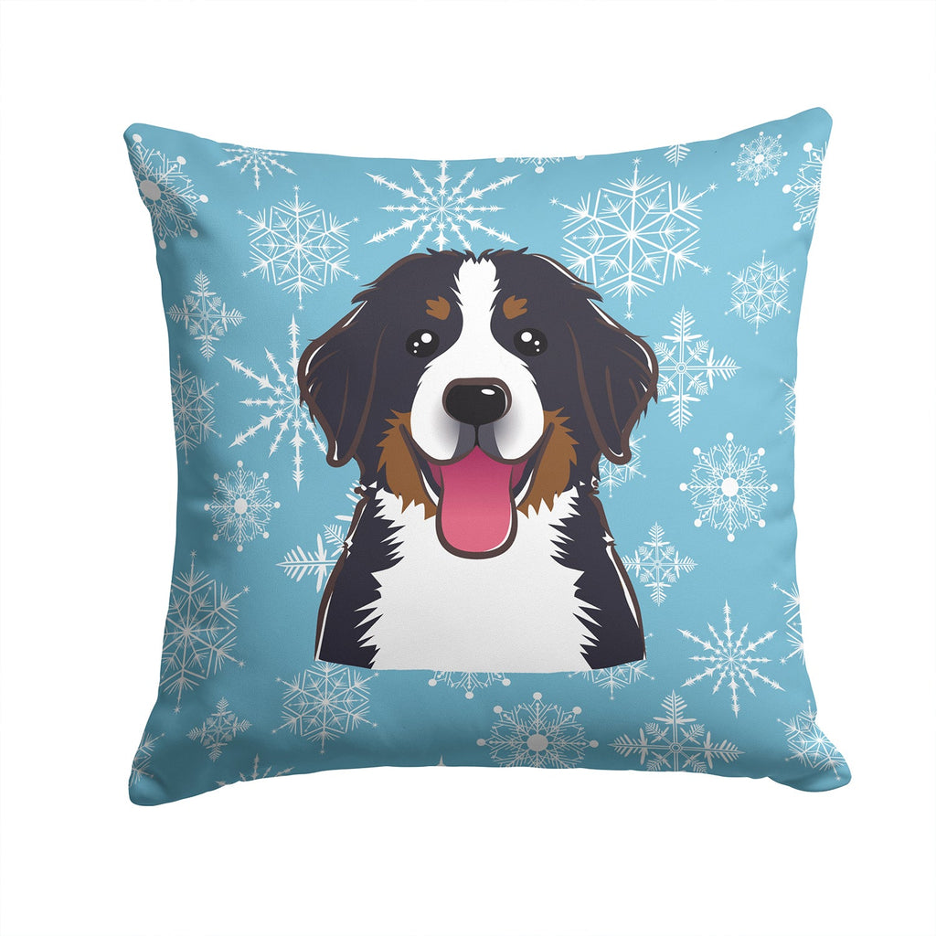 Snowflake Bernese Mountain Dog Decorative Throw Pillow 14x14 Indoor Outdoor Accent Cushion, Fabric Cover with Insert for Sofa, Bed, Porch & Living Room