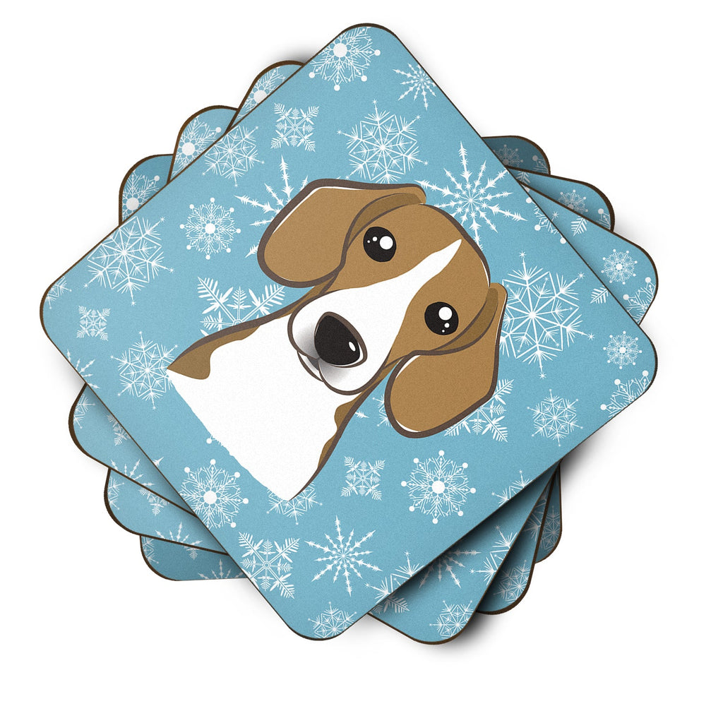 Snowflake Beagle Foam Coasters Set of 4 Cup Coasters for Indoor Outdoor, Tabletop Protection, Anti Slip, Mouse pad Material