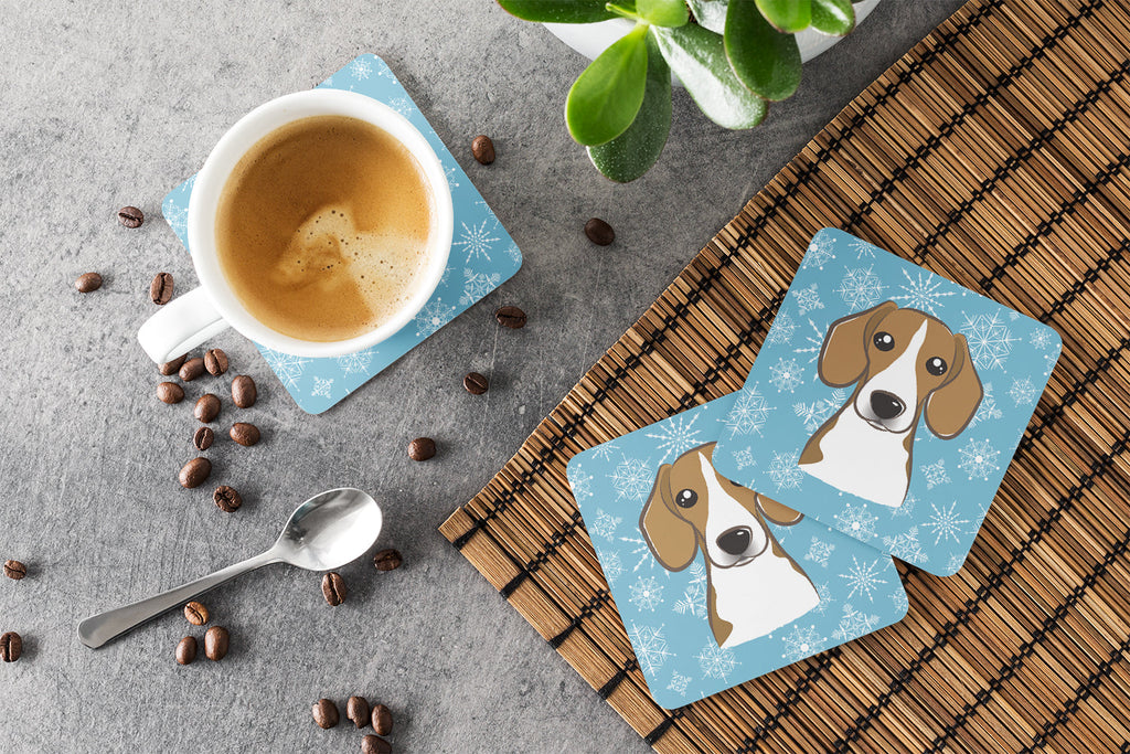 Snowflake Beagle Foam Coasters Set of 4 Cup Coasters for Indoor Outdoor, Tabletop Protection, Anti Slip, Mouse pad Material