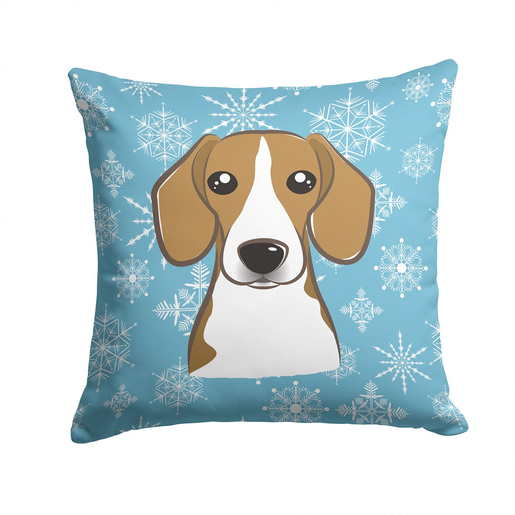 Snowflake Beagle Decorative Throw Pillow 14x14 Indoor Outdoor Accent Cushion, Fabric Cover with Insert for Sofa, Bed, Porch & Living Room