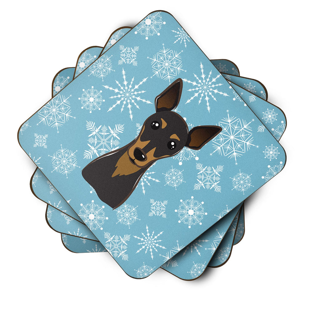 Snowflake Min Pin Foam Coasters Set of 4 Cup Coasters for Indoor Outdoor, Tabletop Protection, Anti Slip, Mouse pad Material