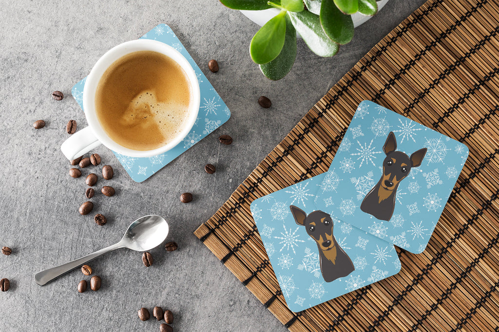 Snowflake Min Pin Foam Coasters Set of 4 Cup Coasters for Indoor Outdoor, Tabletop Protection, Anti Slip, Mouse pad Material
