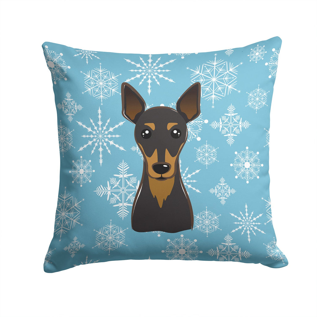 Snowflake Min Pin Decorative Throw Pillow 14x14 Indoor Outdoor Accent Cushion, Fabric Cover with Insert for Sofa, Bed, Porch & Living Room