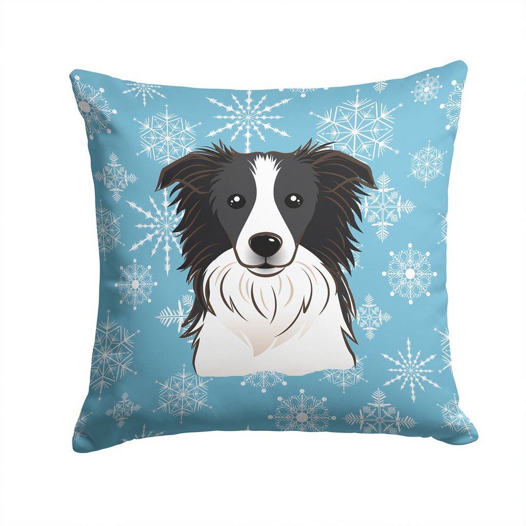 Snowflake Border Collie Decorative Throw Pillow 14x14 Indoor Outdoor Accent Cushion, Fabric Cover with Insert for Sofa, Bed, Porch & Living Room