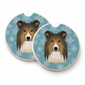 Snowflake Sheltie Set of 2 Cup Holder Car Coasters Absorbent Round Sandstone Coasters Gifts for Men or Women, 2.5, Multicolor