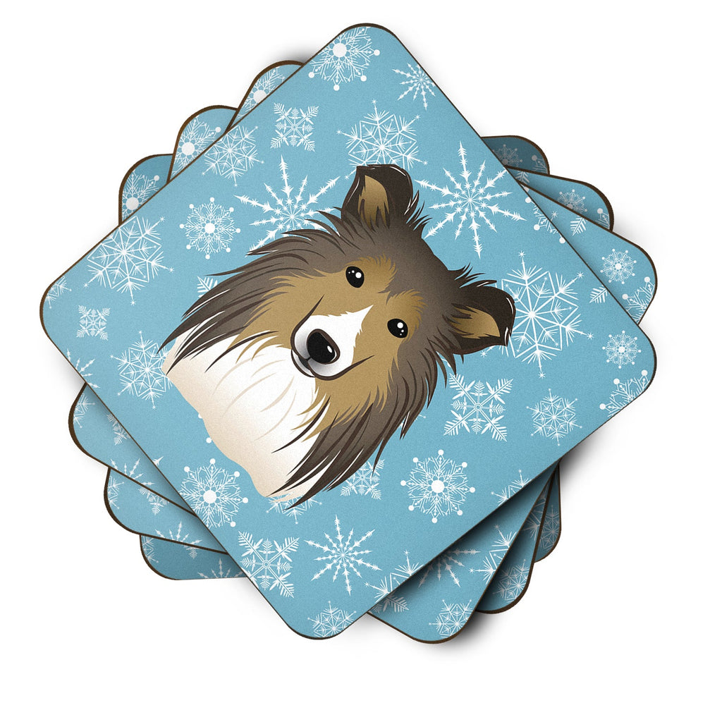 Snowflake Sheltie Foam Coasters Set of 4 Cup Coasters for Indoor Outdoor, Tabletop Protection, Anti Slip, Mouse pad Material