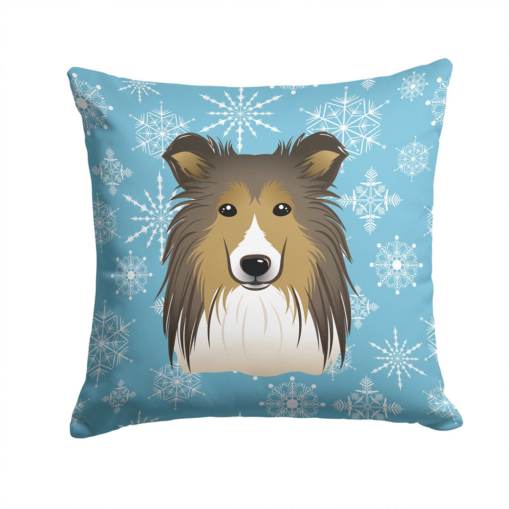 Snowflake Sheltie Decorative Throw Pillow 14x14 Indoor Outdoor Accent Cushion, Fabric Cover with Insert for Sofa, Bed, Porch & Living Room