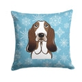 Snowflake Basset Hound Decorative Throw Pillow 14x14 Indoor Outdoor Accent Cushion, Fabric Cover with Insert for Sofa, Bed, Porch & Living Room
