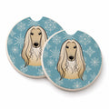Snowflake Afghan Hound Set of 2 Cup Holder Car Coasters Absorbent Round Sandstone Coasters Gifts for Men or Women, 2.5, Multicolor