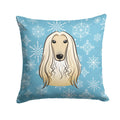 Snowflake Afghan Hound Decorative Throw Pillow 14x14 Indoor Outdoor Accent Cushion, Fabric Cover with Insert for Sofa, Bed, Porch & Living Room