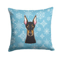 Snowflake Doberman Decorative Throw Pillow 14x14 Indoor Outdoor Accent Cushion, Fabric Cover with Insert for Sofa, Bed, Porch & Living Room