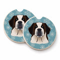 Snowflake Saint Bernard Set of 2 Cup Holder Car Coasters Absorbent Round Sandstone Coasters Gifts for Men or Women, 2.5, Multicolor
