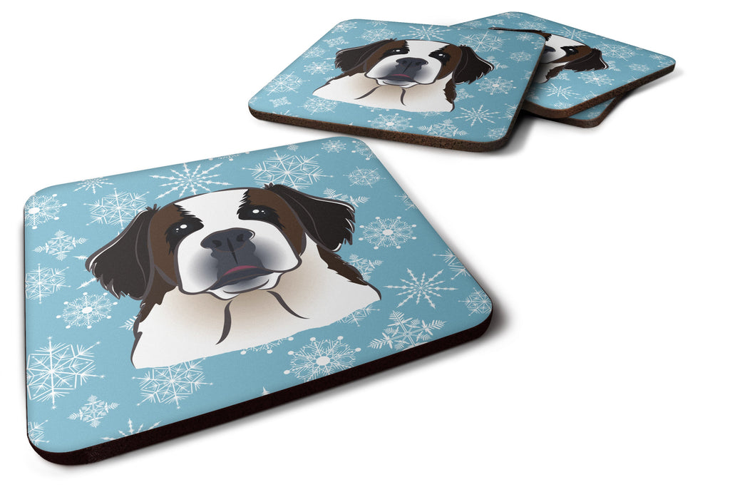 Snowflake Saint Bernard Foam Coasters Set of 4 Cup Coasters for Indoor Outdoor, Tabletop Protection, Anti Slip, Mouse pad Material