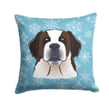 Snowflake Saint Bernard Decorative Throw Pillow 14x14 Indoor Outdoor Accent Cushion, Fabric Cover with Insert for Sofa, Bed, Porch & Living Room