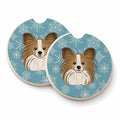 Snowflake Papillon Set of 2 Cup Holder Car Coasters Absorbent Round Sandstone Coasters Gifts for Men or Women, 2.5, Multicolor