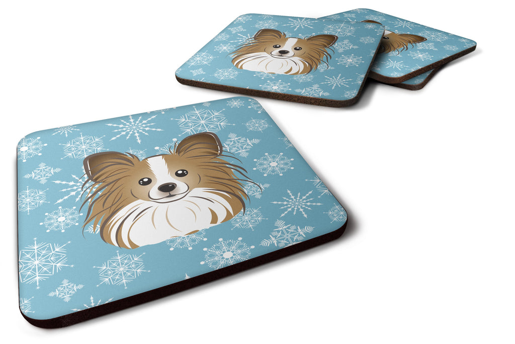 Snowflake Papillon Foam Coasters Set of 4 Cup Coasters for Indoor Outdoor, Tabletop Protection, Anti Slip, Mouse pad Material