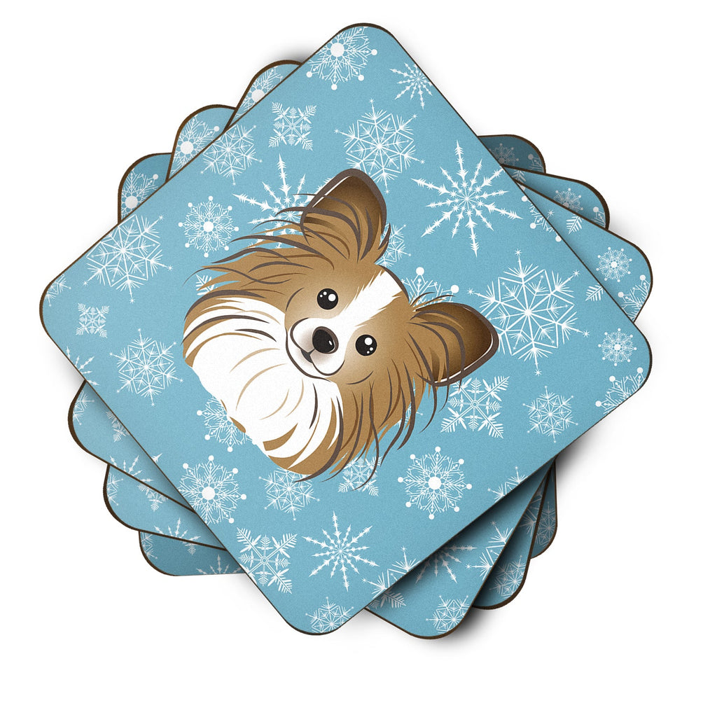 Snowflake Papillon Foam Coasters Set of 4 Cup Coasters for Indoor Outdoor, Tabletop Protection, Anti Slip, Mouse pad Material