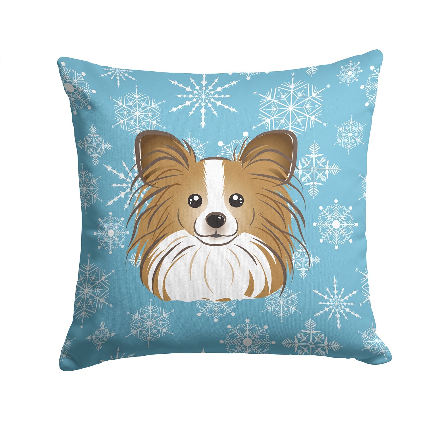 Snowflake Papillon Decorative Throw Pillow 14x14 Indoor Outdoor Accent Cushion, Fabric Cover with Insert for Sofa, Bed, Porch & Living Room