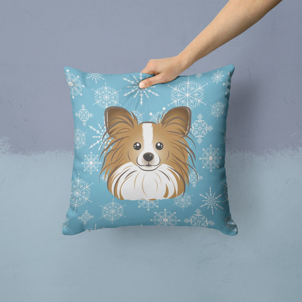 Snowflake Papillon Decorative Throw Pillow 14x14 Indoor Outdoor Accent Cushion, Fabric Cover with Insert for Sofa, Bed, Porch & Living Room