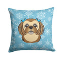Snowflake Chocolate Brown Shih Tzu Decorative Throw Pillow 14x14 Indoor Outdoor Accent Cushion, Fabric Cover with Insert for Sofa, Bed, Porch & Living Room