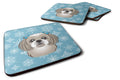 Snowflake Gray Silver Shih Tzu Foam Coasters Set of 4 Cup Coasters for Indoor Outdoor, Tabletop Protection, Anti Slip, Mouse pad Material