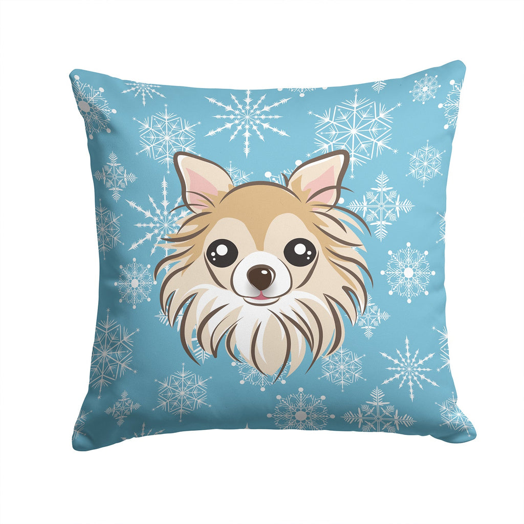 Snowflake Chihuahua Decorative Throw Pillow 14x14 Indoor Outdoor Accent Cushion, Fabric Cover with Insert for Sofa, Bed, Porch & Living Room
