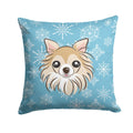 Snowflake Chihuahua Decorative Throw Pillow 14x14 Indoor Outdoor Accent Cushion, Fabric Cover with Insert for Sofa, Bed, Porch & Living Room