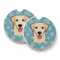Snowflake Golden Retriever Set of 2 Cup Holder Car Coasters Absorbent Round Sandstone Coasters Gifts for Men or Women, 2.5, Multicolor