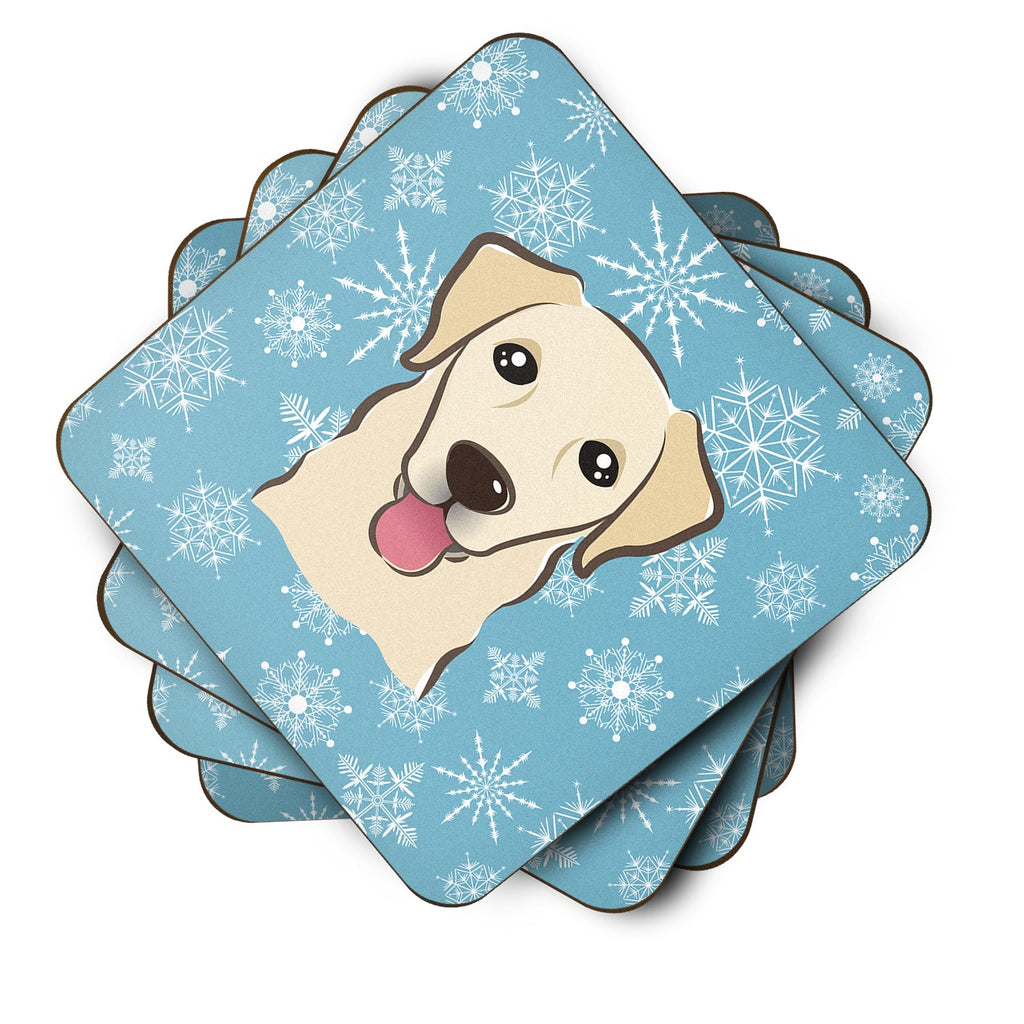 Snowflake Golden Retriever Foam Coasters Set of 4 Cup Coasters for Indoor Outdoor, Tabletop Protection, Anti Slip, Mouse pad Material