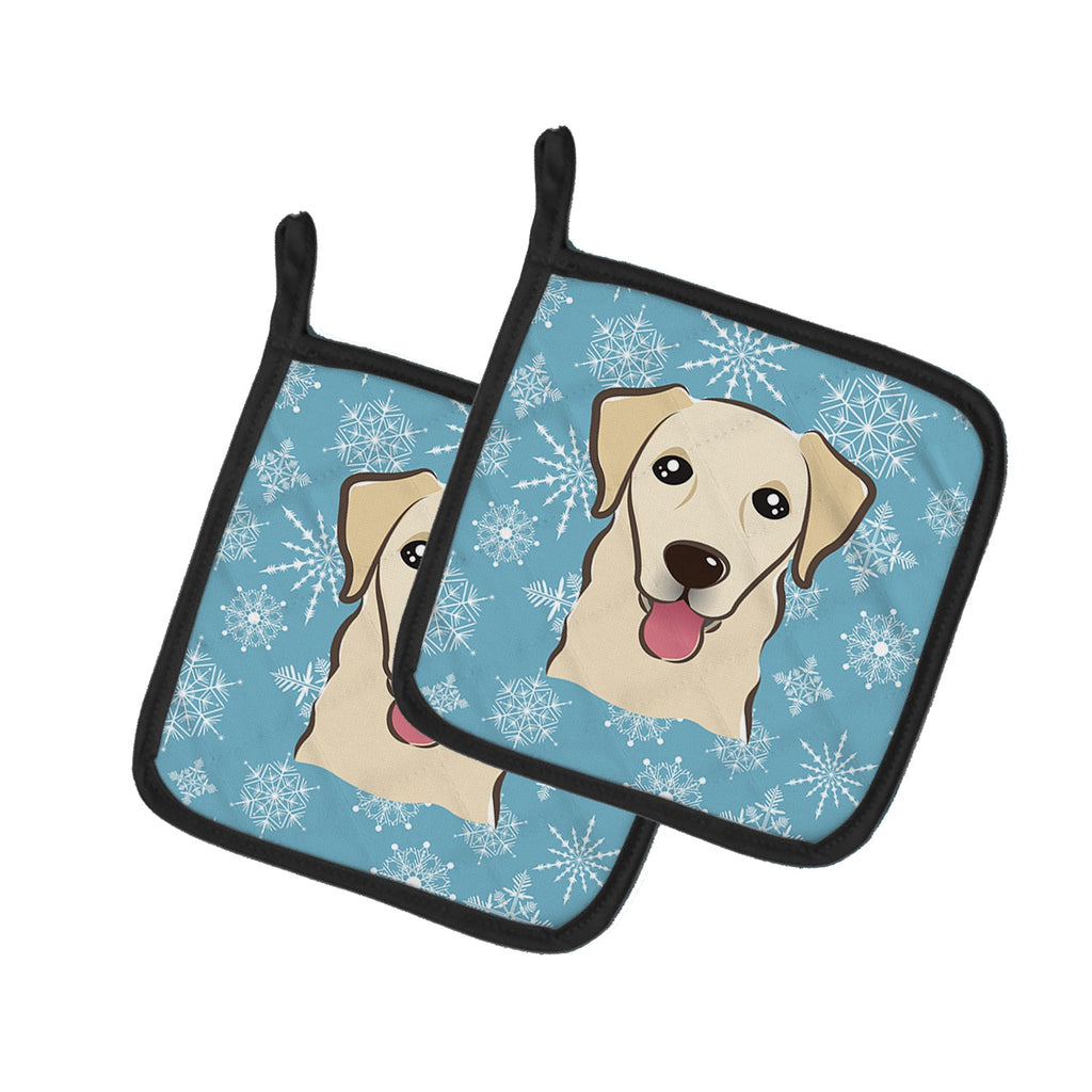 Snowflake Golden Retriever Pot Holder Set of 2 Heat Resistant Quilted Hot Pads 7.5 x 7.5 Inch, Insulated Kitchen Trivets for Cooking & Baking