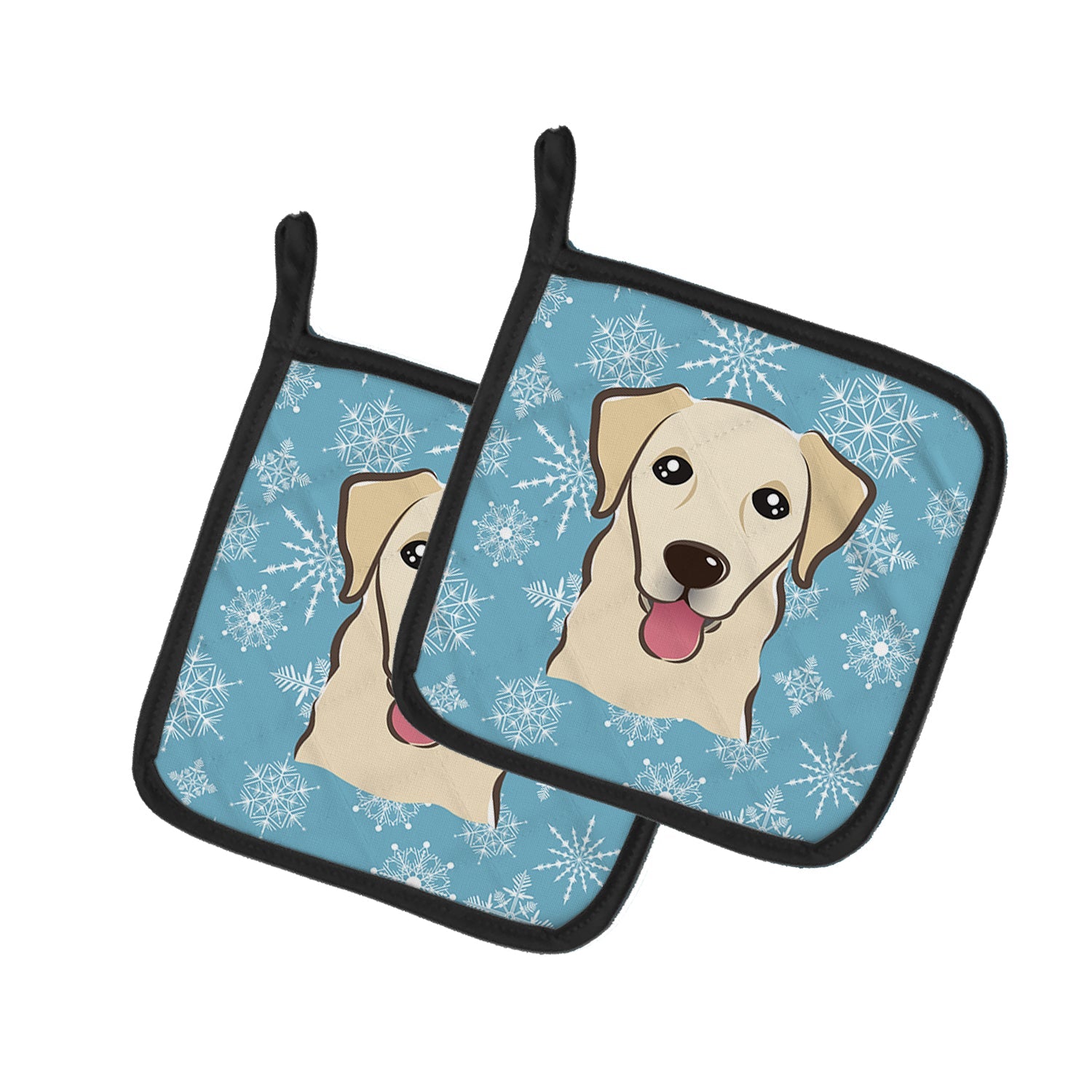 Snowflake Golden Retriever Pot Holder Set of 2 Heat Resistant Quilted Hot Pads 7.5 x 7.5 Inch, Insulated Kitchen Trivets for Cooking & Baking