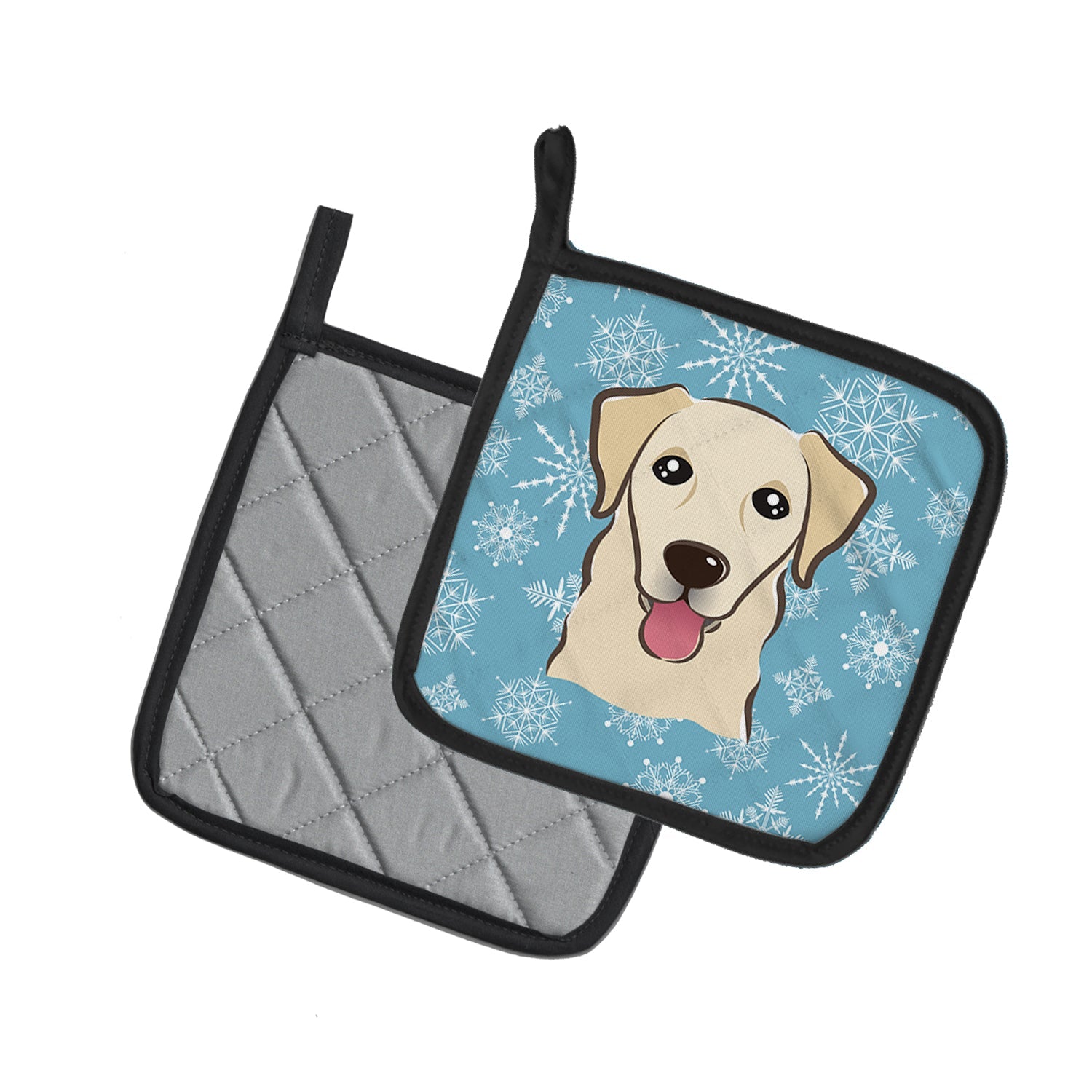 Snowflake Golden Retriever Pot Holder Set of 2 Heat Resistant Quilted Hot Pads 7.5 x 7.5 Inch, Insulated Kitchen Trivets for Cooking & Baking