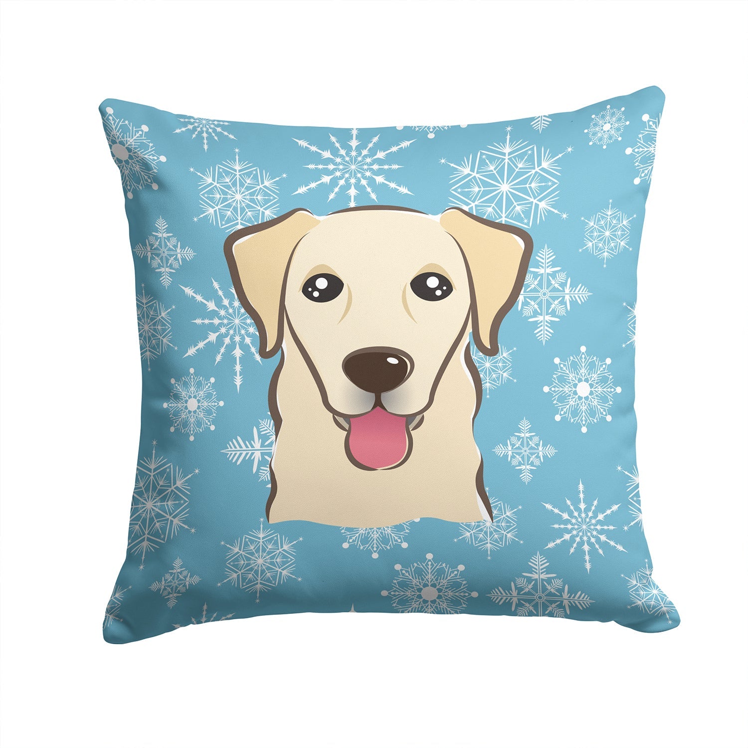 Snowflake Golden Retriever Decorative Throw Pillow 14x14 Indoor Outdoor Accent Cushion, Fabric Cover with Insert for Sofa, Bed, Porch & Living Room