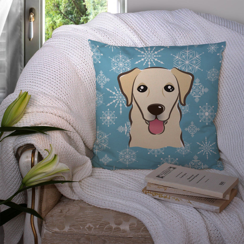Snowflake Golden Retriever Decorative Throw Pillow 14x14 Indoor Outdoor Accent Cushion, Fabric Cover with Insert for Sofa, Bed, Porch & Living Room