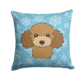 Snowflake Chocolate Brown Poodle Decorative Throw Pillow 14x14 Indoor Outdoor Accent Cushion, Fabric Cover with Insert for Sofa, Bed, Porch & Living Room