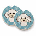 Snowflake White Poodle Set of 2 Cup Holder Car Coasters Absorbent Round Sandstone Coasters Gifts for Men or Women, 2.5, Multicolor