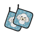 Snowflake White Poodle Pot Holder Set of 2 Heat Resistant Quilted Hot Pads 7.5 x 7.5 Inch, Insulated Kitchen Trivets for Cooking & Baking