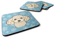Snowflake Buff Poodle Foam Coasters Set of 4 Cup Coasters for Indoor Outdoor, Tabletop Protection, Anti Slip, Mouse pad Material