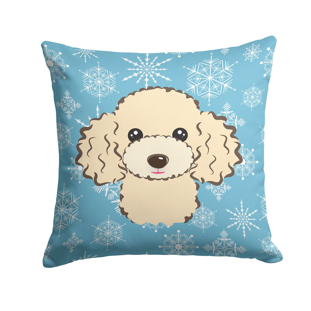 Snowflake Buff Poodle Decorative Throw Pillow 14x14 Indoor Outdoor Accent Cushion, Fabric Cover with Insert for Sofa, Bed, Porch & Living Room