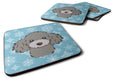 Snowflake Silver Gray Poodle Foam Coasters Set of 4 Cup Coasters for Indoor Outdoor, Tabletop Protection, Anti Slip, Mouse pad Material