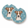 Snowflake Jack Russell Terrier Set of 2 Cup Holder Car Coasters Absorbent Round Sandstone Coasters Gifts for Men or Women, 2.5, Multicolor